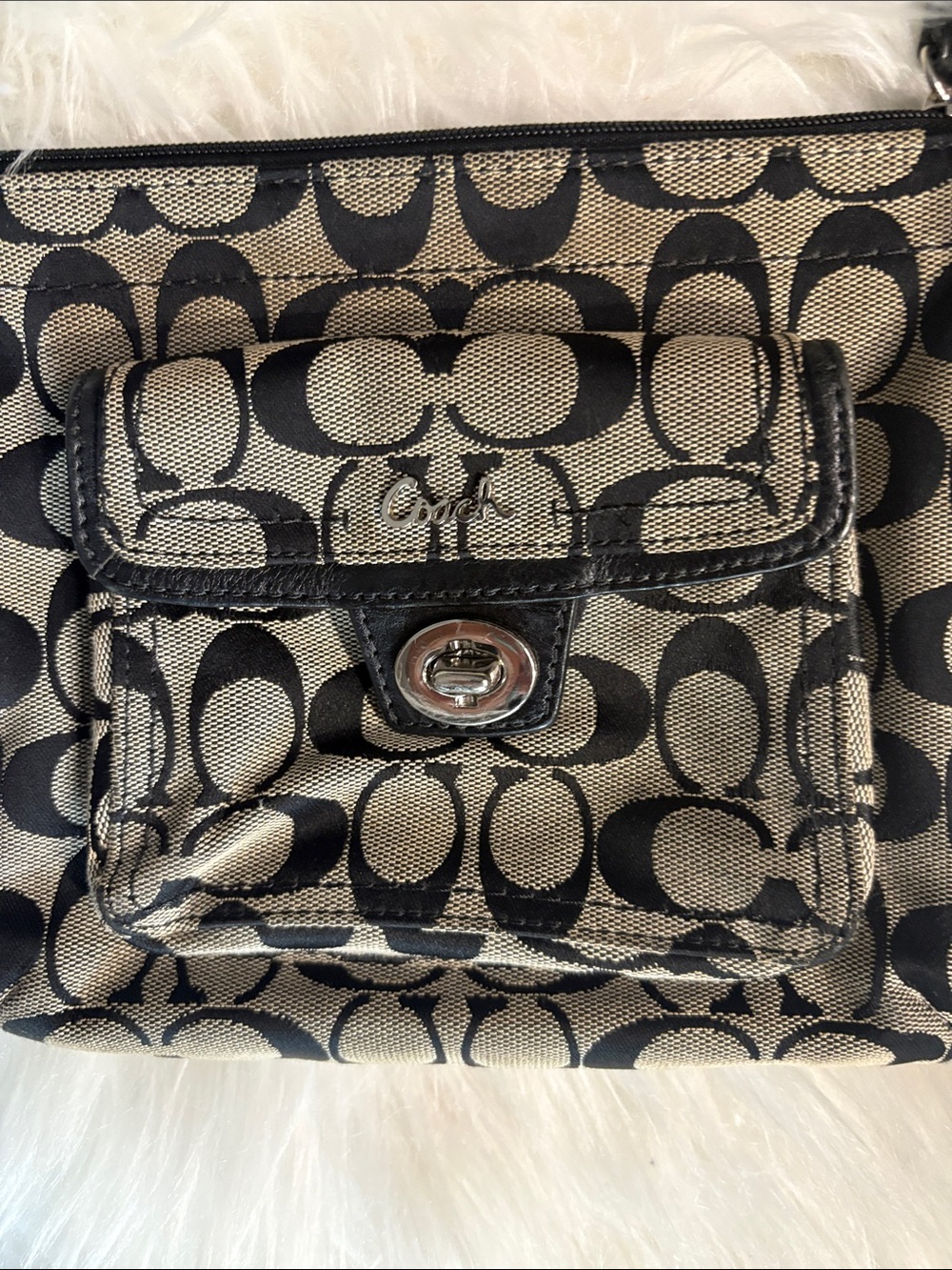 Coach Tan and Black Signature Canvas Crossbody Bag - Picture 2 of 3